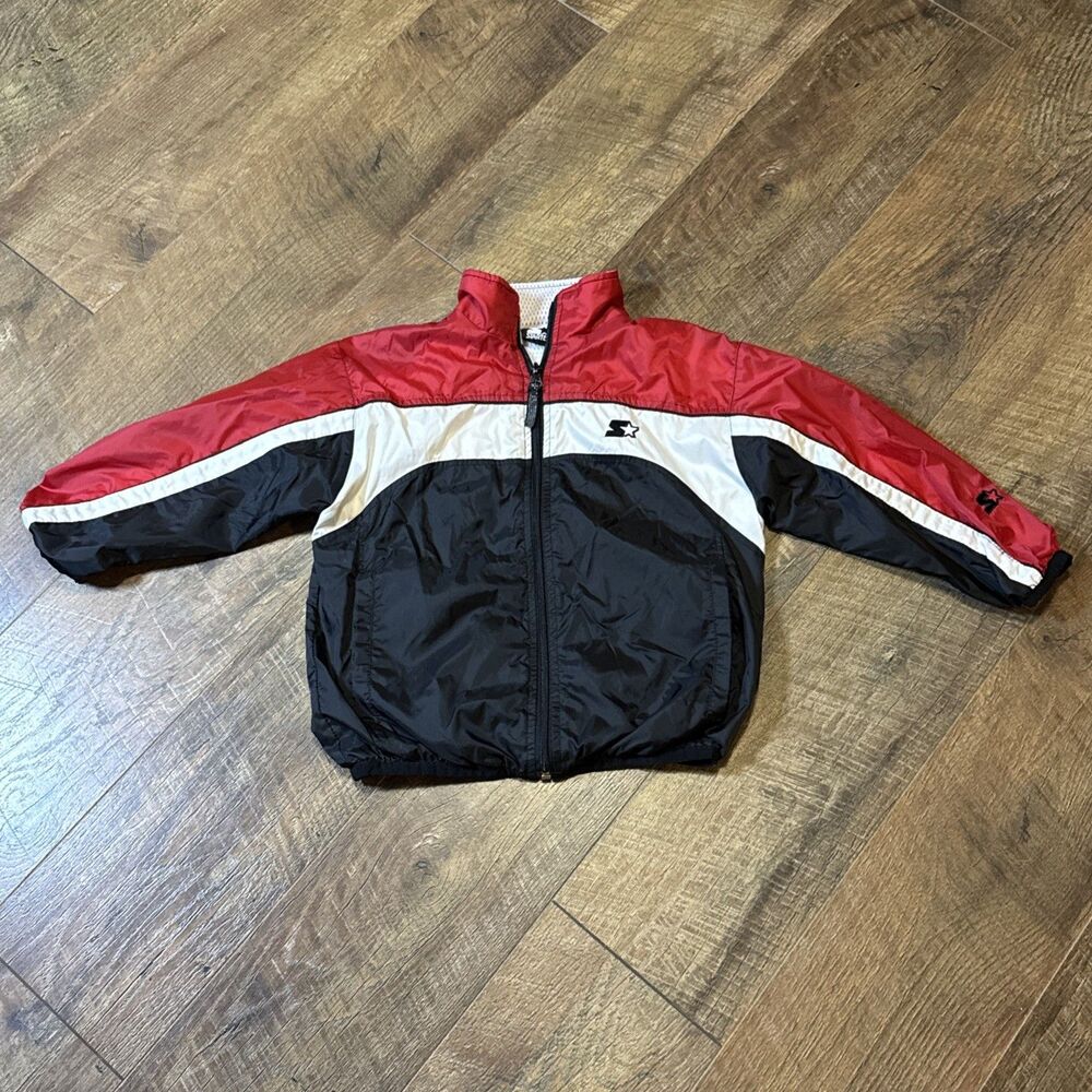 Vintage Starter windbreaker jacket kids unisex size 4 Red/black & White 90’s Y2K